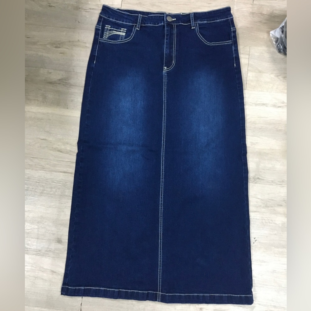 Long denim skirt